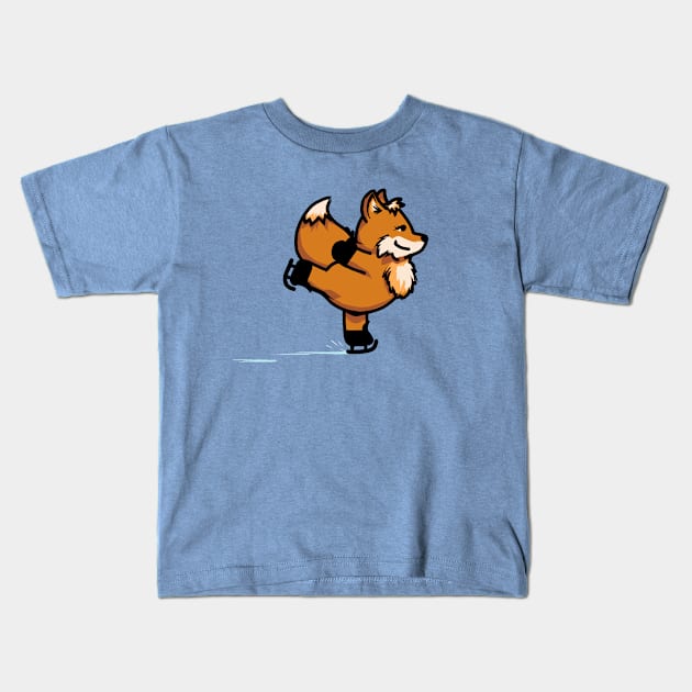 Fox on figure skates Kids T-Shirt by Shaggy_Nik